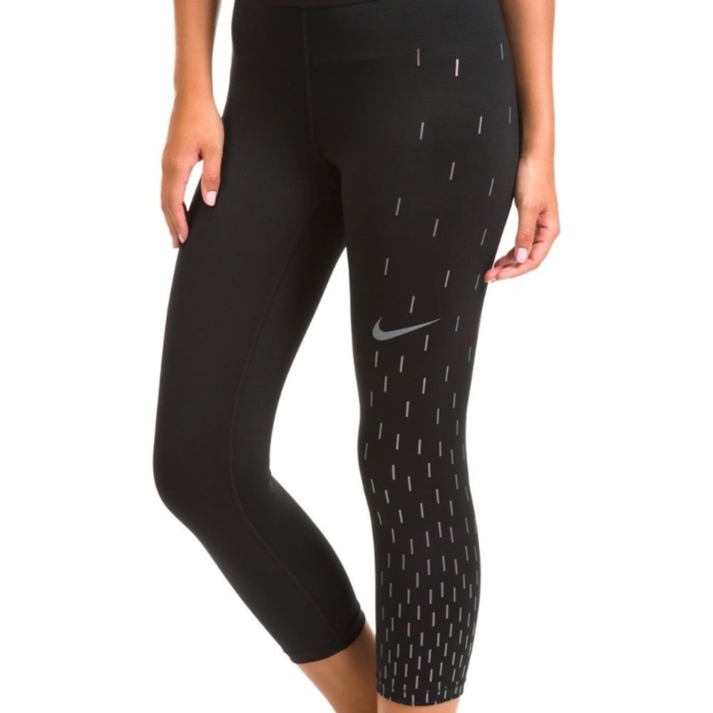 Nike Pro Cool leggings. Black w/pink design. SzL